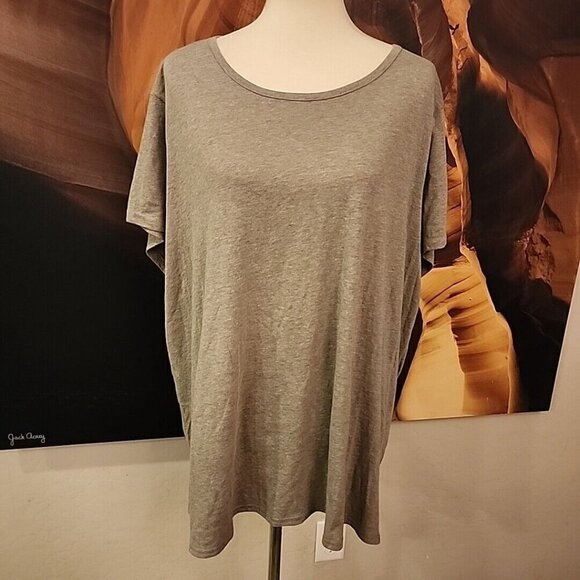 lane bryant 4X 26 28 Gray Keyhole Back T Shirt Short Sleeve - Picture 1 of 5
